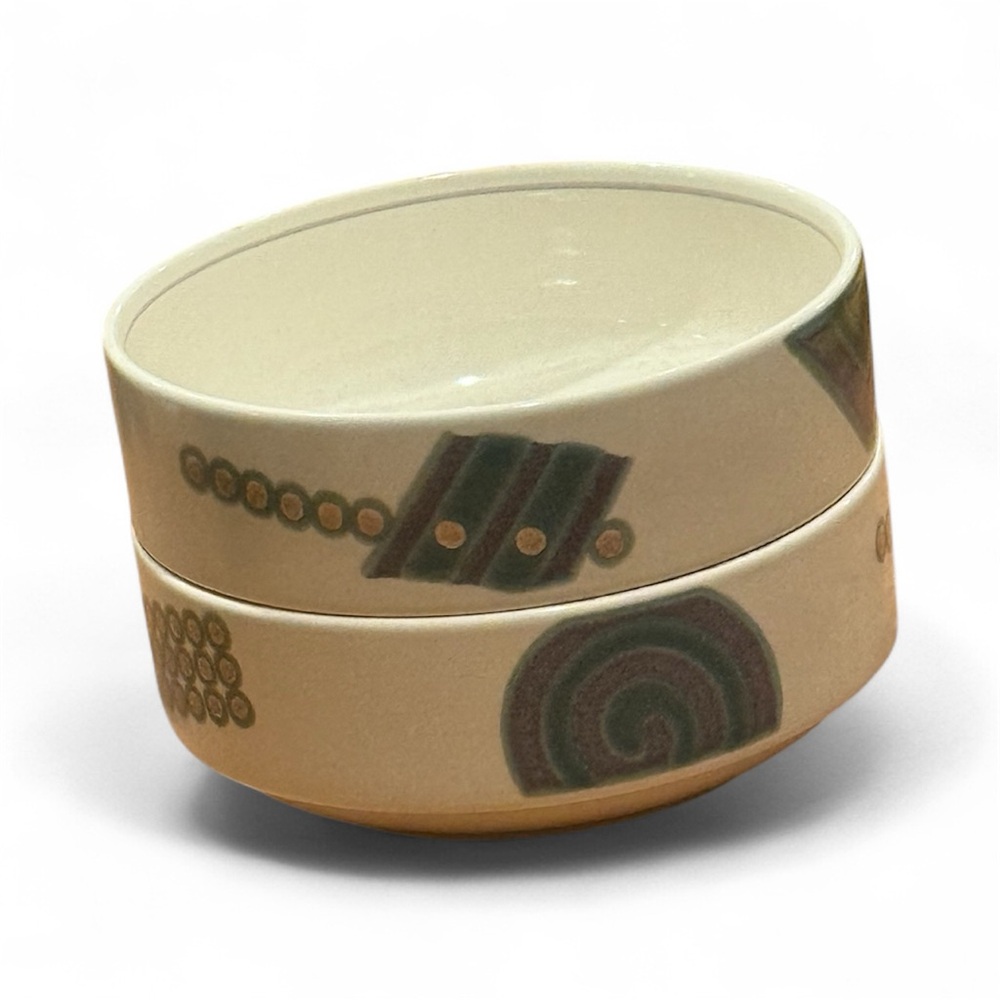 Mikasa Ceramic Bowls with Retro Geometric Patterns